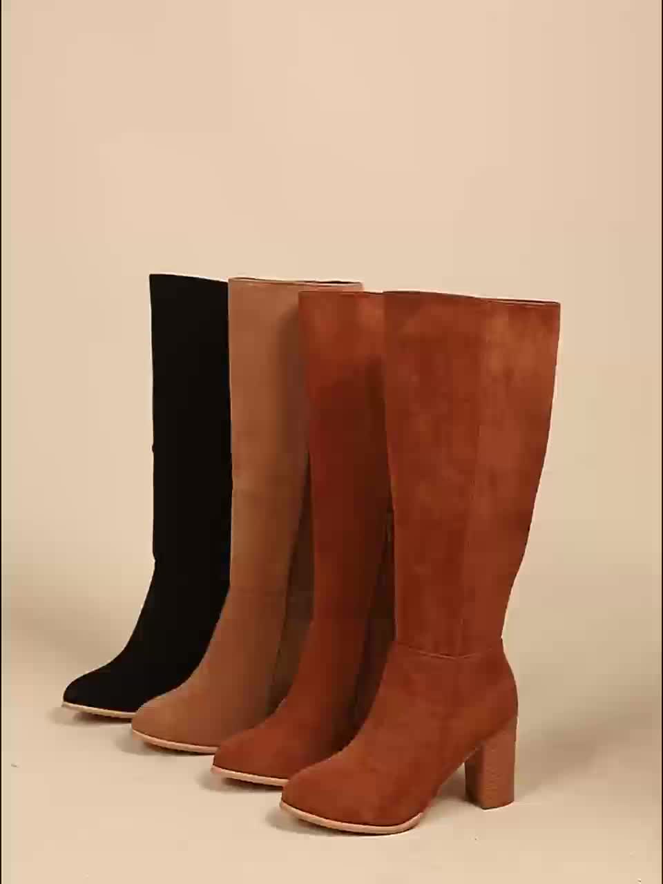 Women's Stacked Block Heel Tall Boots