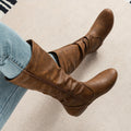 Women's Flat Heel Gathered Slouch Tall Boots