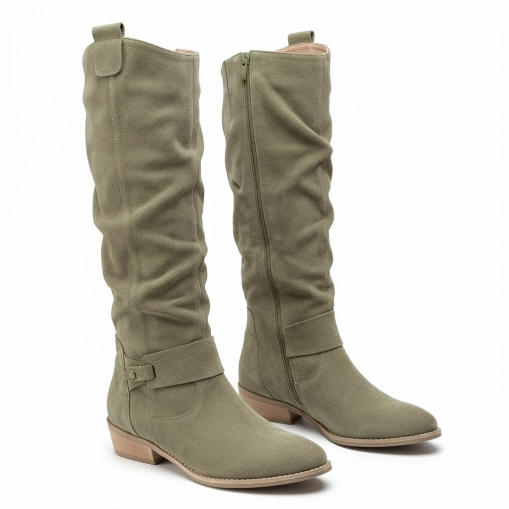 Women's Gathered Shaft Slouch Knee-High Boots