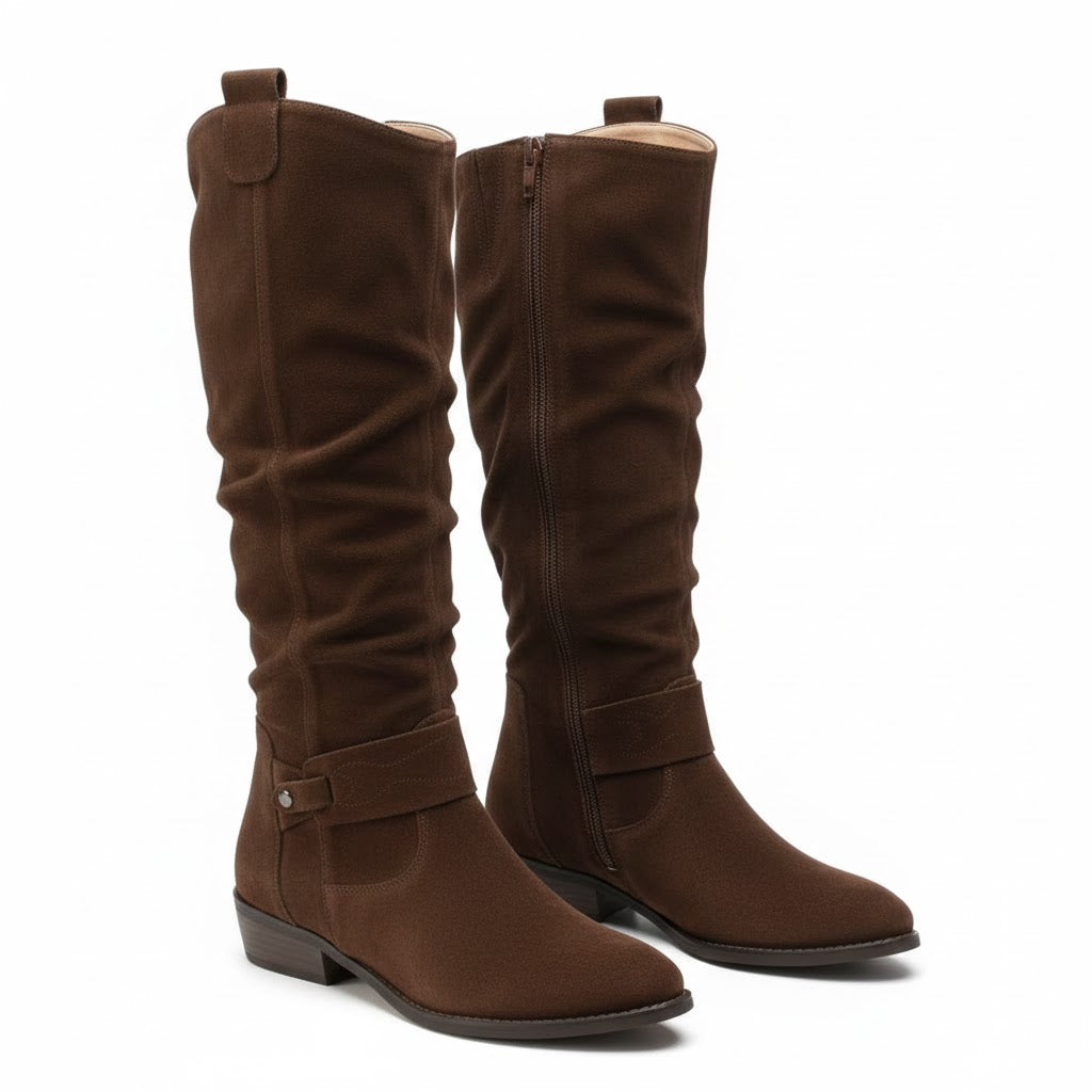 Women's Gathered Shaft Slouch Knee-High Boots