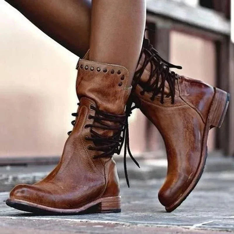 Women's Lace-Up Western Style Ankle Booties