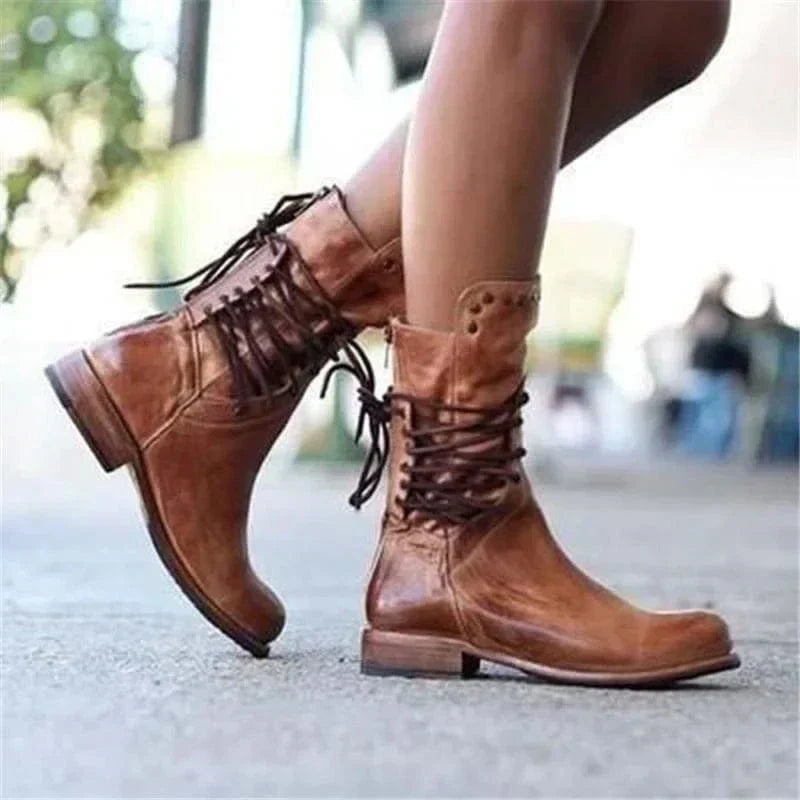 Women's Lace-Up Western Style Ankle Booties