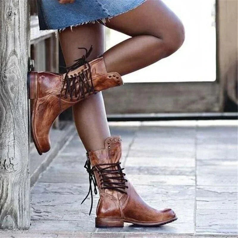 Women's Lace-Up Western Style Ankle Booties
