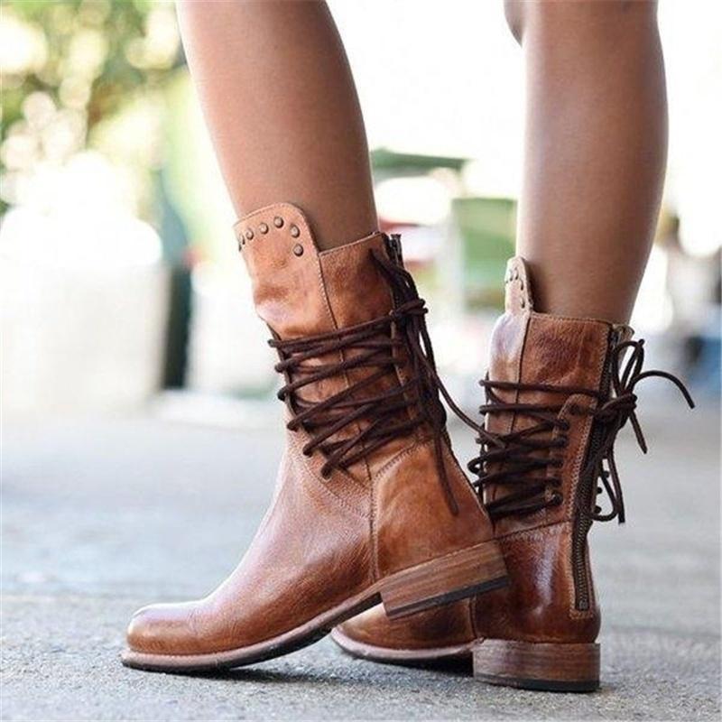 Women's Lace-Up Western Style Ankle Booties