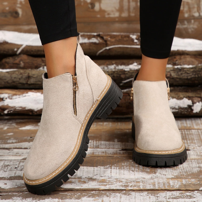 Women's Platform Lug Sole Side Zip Ankle Booties