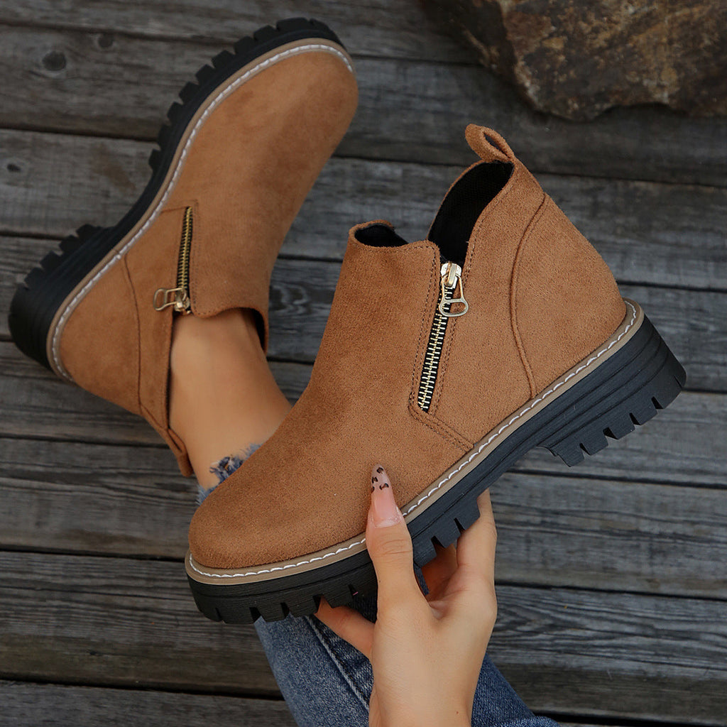 Women's Platform Lug Sole Side Zip Ankle Booties