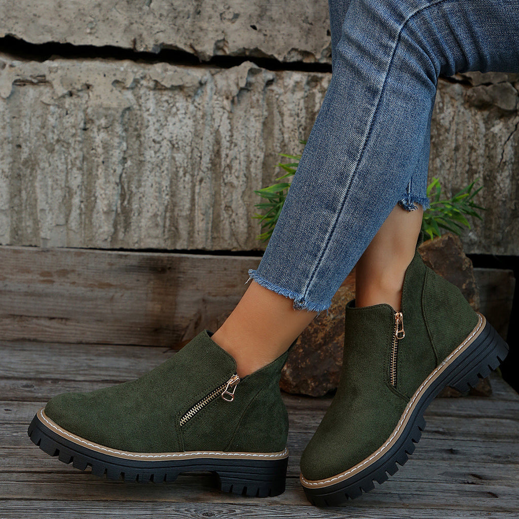 Women's Platform Lug Sole Side Zip Ankle Booties