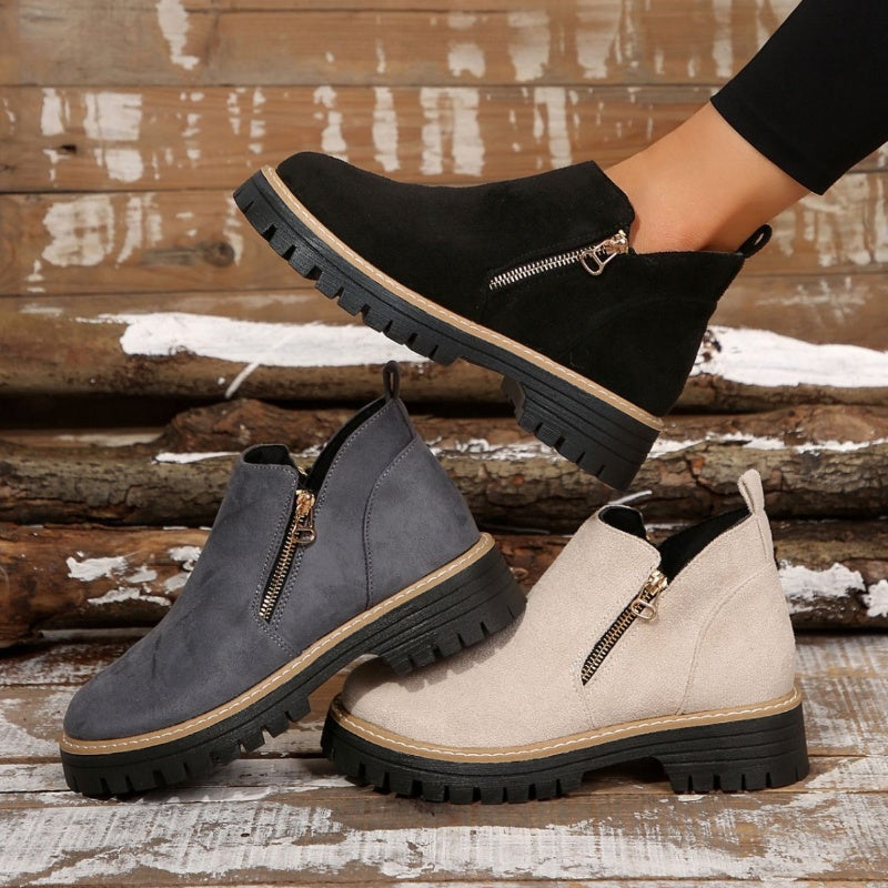 Women's Platform Lug Sole Side Zip Ankle Booties