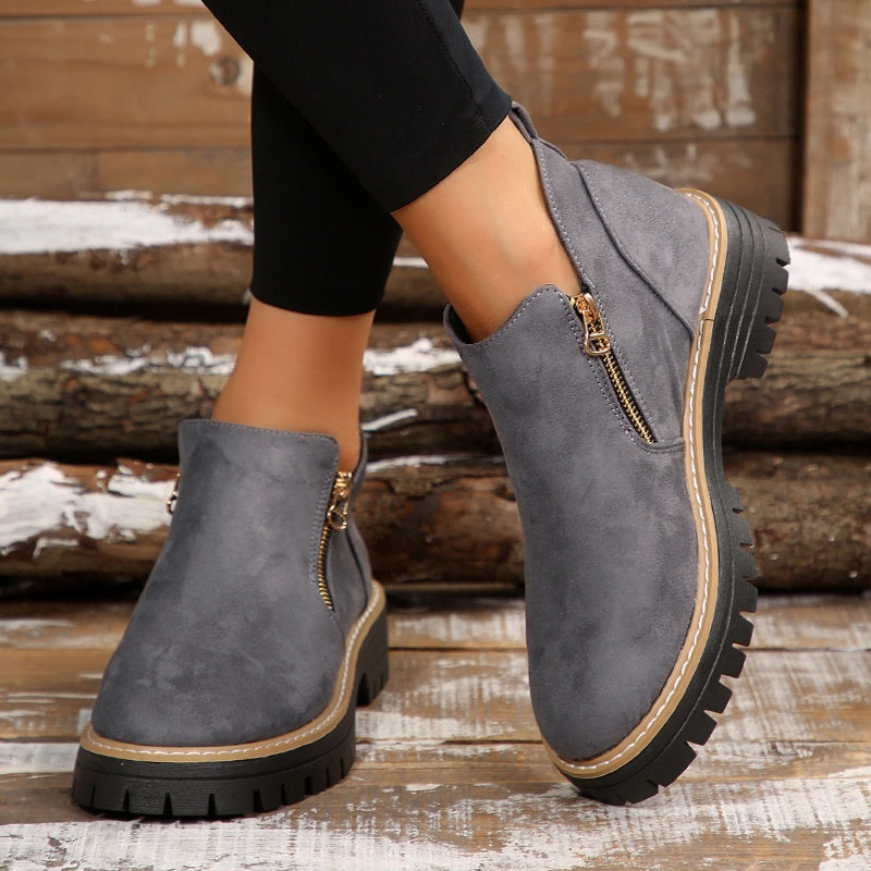 Women's Platform Lug Sole Side Zip Ankle Booties