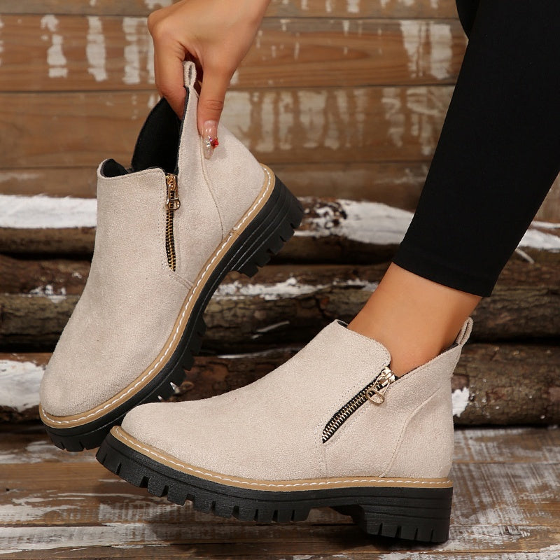 Women's Platform Lug Sole Side Zip Ankle Booties