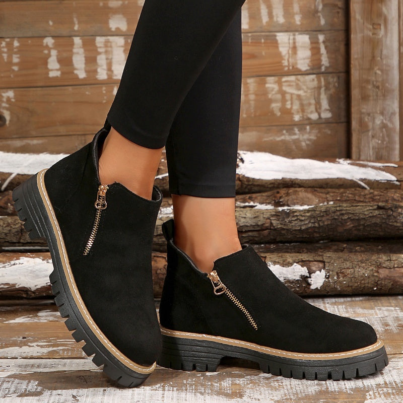 Women's Platform Lug Sole Side Zip Ankle Booties