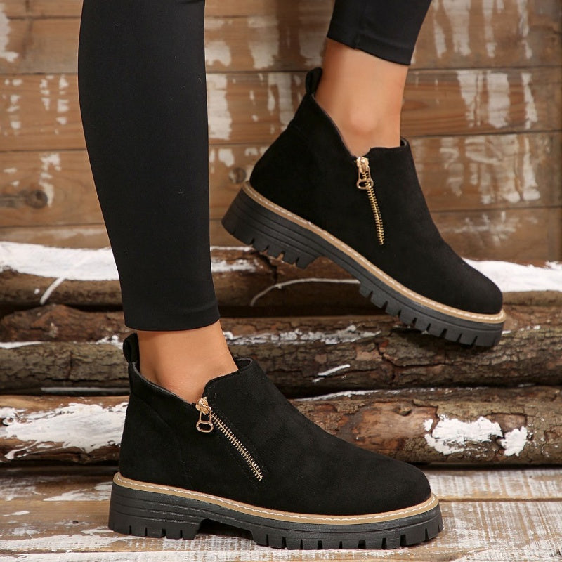 Women's Platform Lug Sole Side Zip Ankle Booties