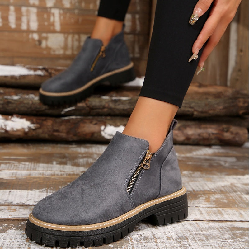 Women's Platform Lug Sole Side Zip Ankle Booties