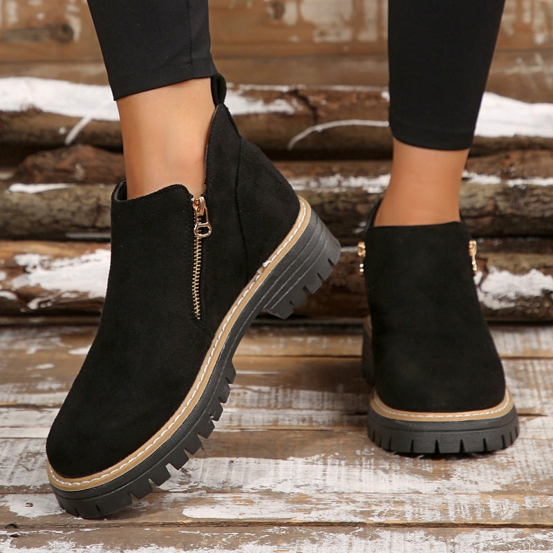 Women's Platform Lug Sole Side Zip Ankle Booties