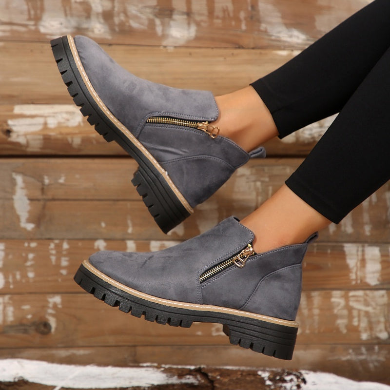 Women's Platform Lug Sole Side Zip Ankle Booties