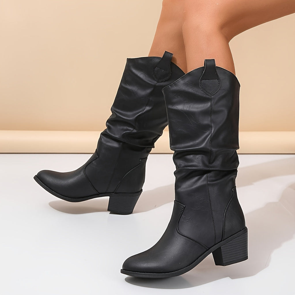 Women's Slouchy Western Cowgirl Boots for Wide Calves