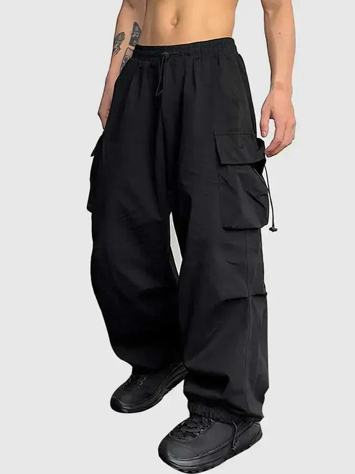 Men's Baggy Elastic Waist Utility Pocket Cargo Pants