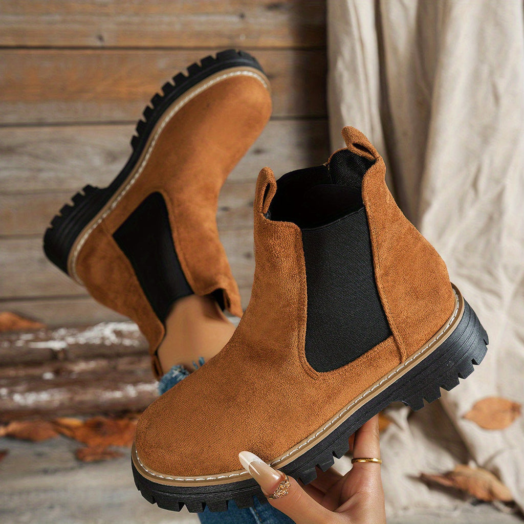 Women's Chunky Lug Platform Chelsea Ankle Booties