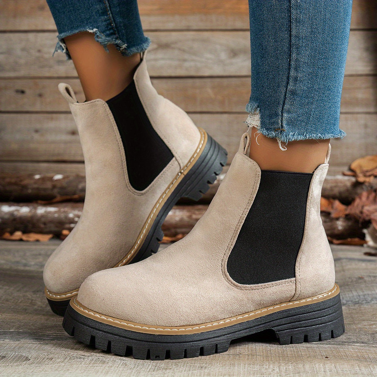 Women's Chunky Lug Platform Chelsea Ankle Booties