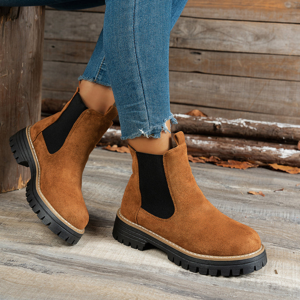Women's Chunky Lug Platform Chelsea Ankle Booties