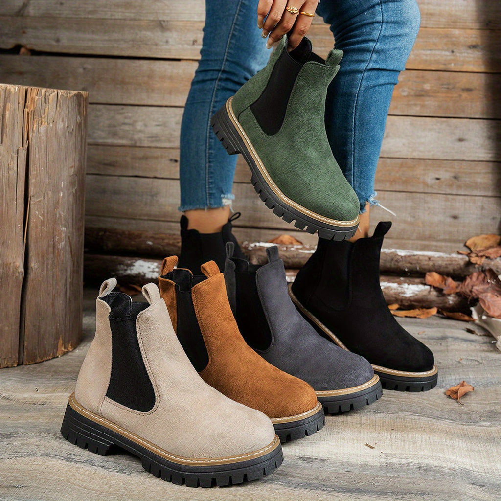 Women's Chunky Lug Platform Chelsea Ankle Booties