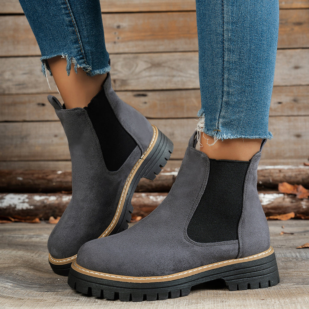 Women's Chunky Lug Platform Chelsea Ankle Booties