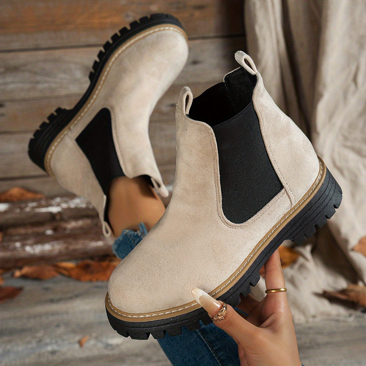 Women's Chunky Lug Platform Chelsea Ankle Booties