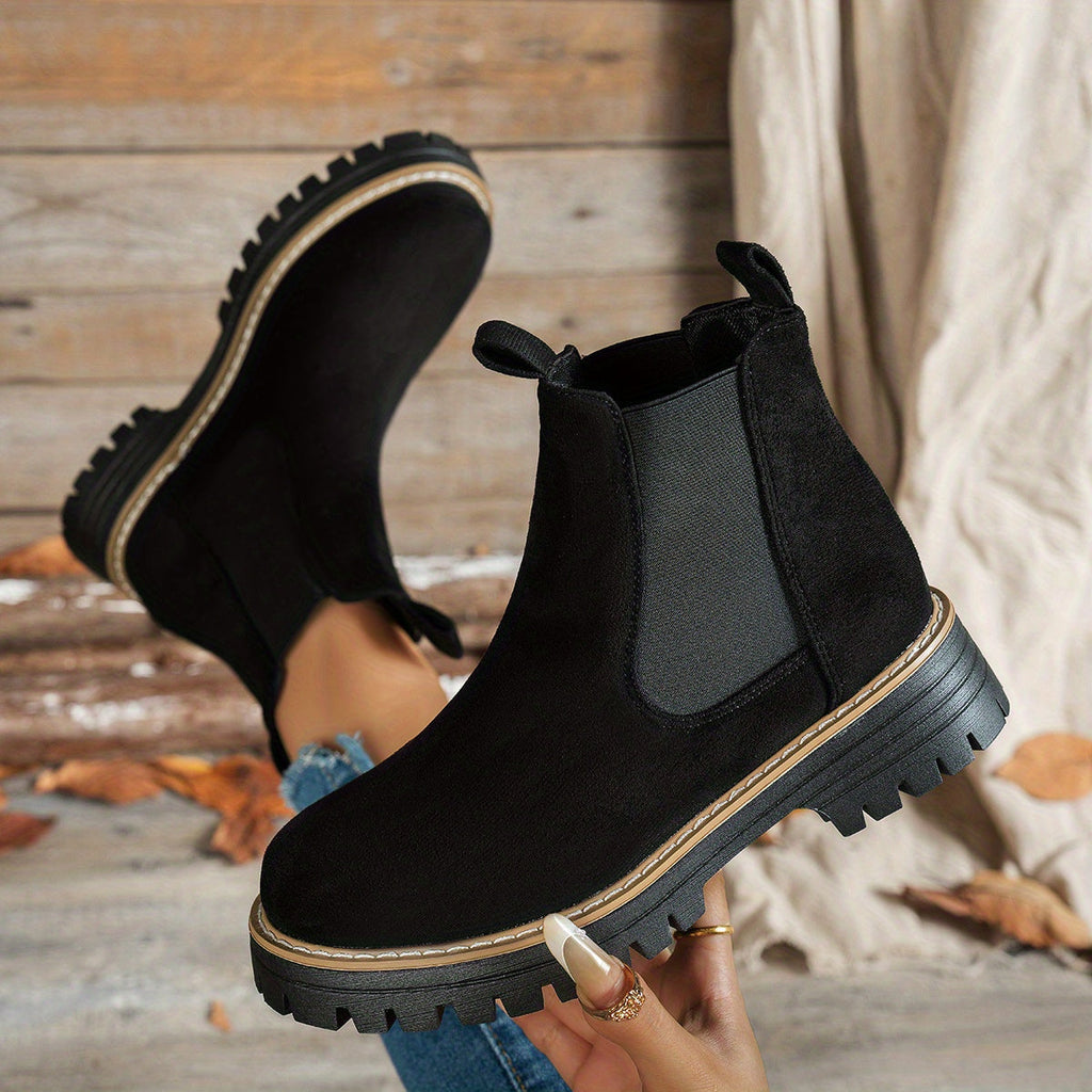 Women's Chunky Lug Platform Chelsea Ankle Booties