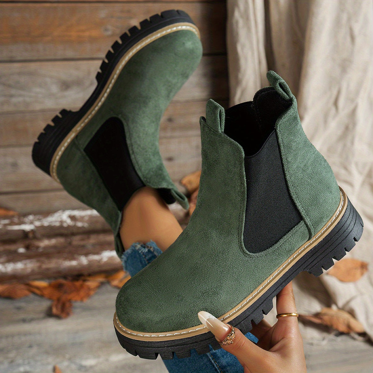 Women's Chunky Lug Platform Chelsea Ankle Booties