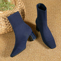 Women's Block Heel Stretch Knit Ankle Booties