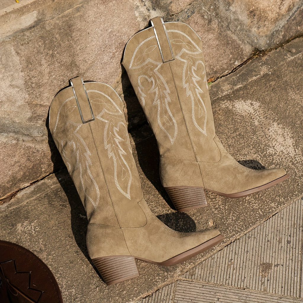 Women's Slouchy Wide Calf Slip-On Western Boots