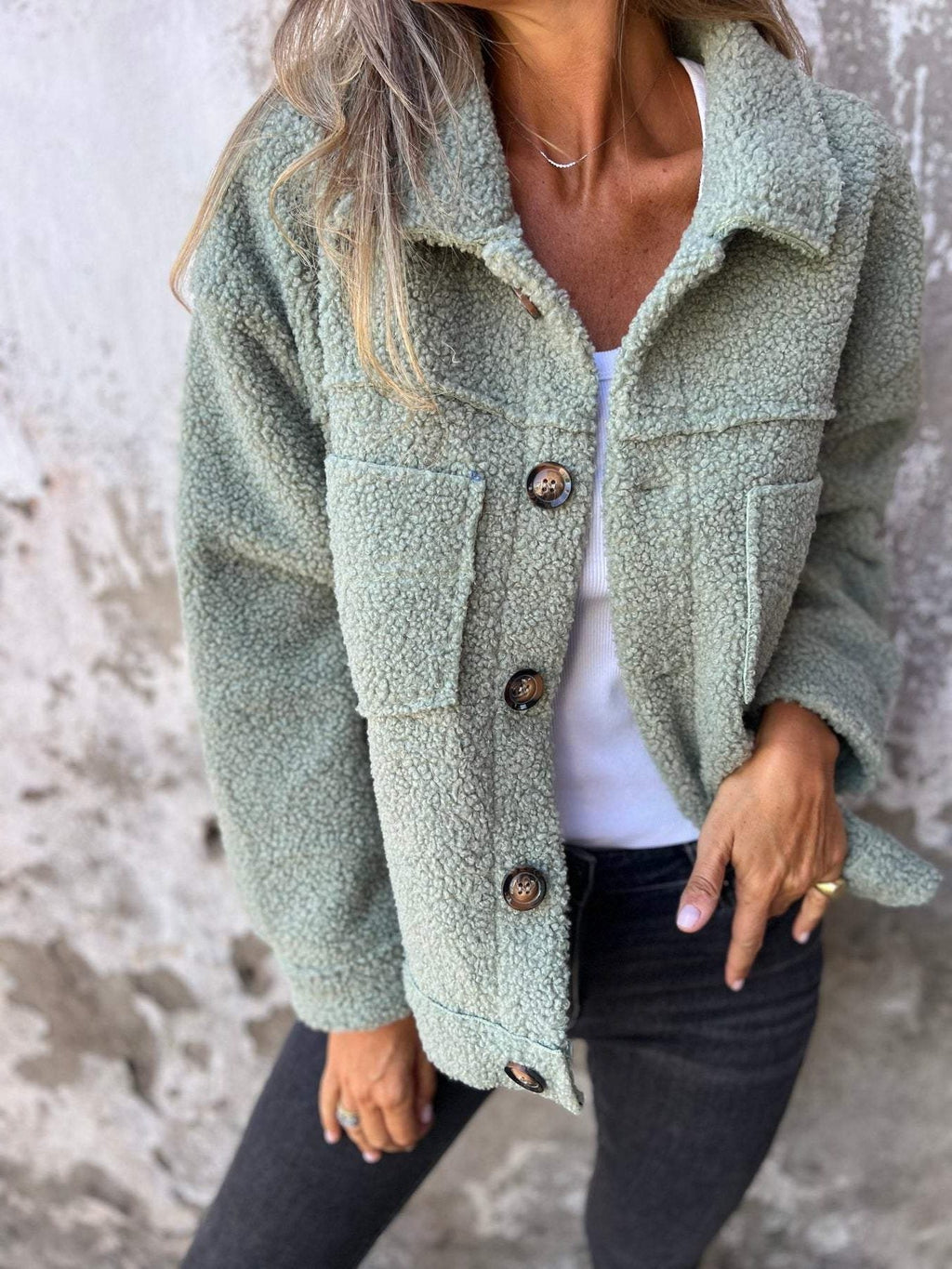 Women's Chest Pocket Padded Button-Up Coat