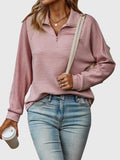 Women's Half-Zip Rib Knit Pullover with Snug Cuffs