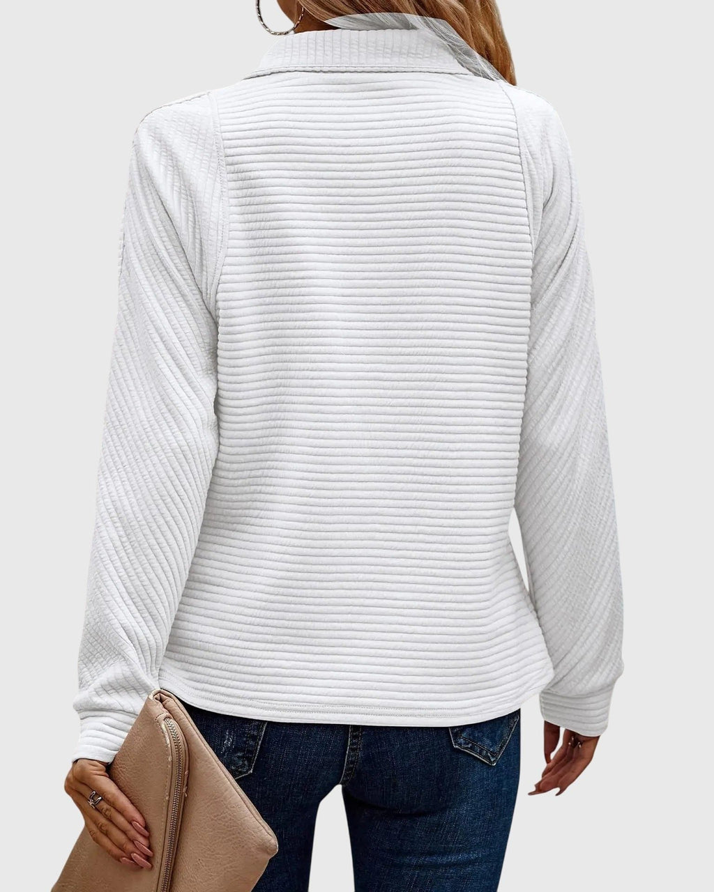 Women's Half-Zip Rib Knit Pullover with Snug Cuffs