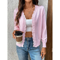 Women's Scalloped Trim V-Neckline Button-Up Knit Cardigan