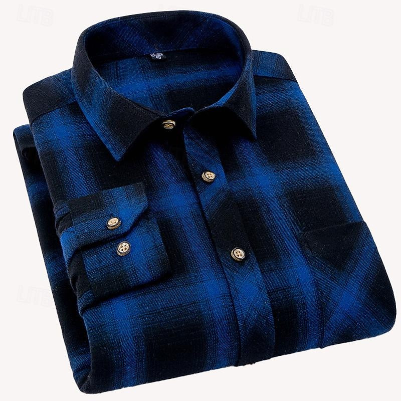 Men's Classic Checked Button-Front Shirt Jacket