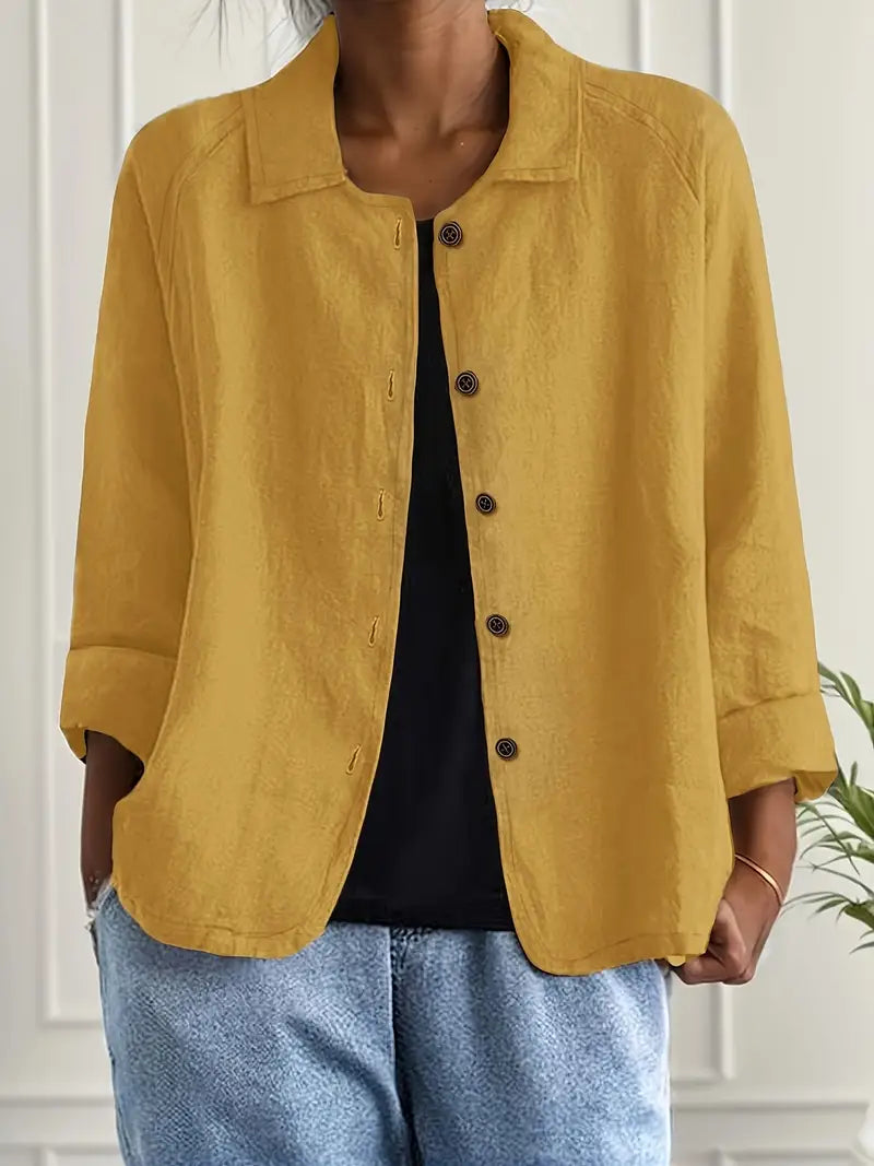 Women's Relaxed Button-Up Lightweight Everyday Jacket