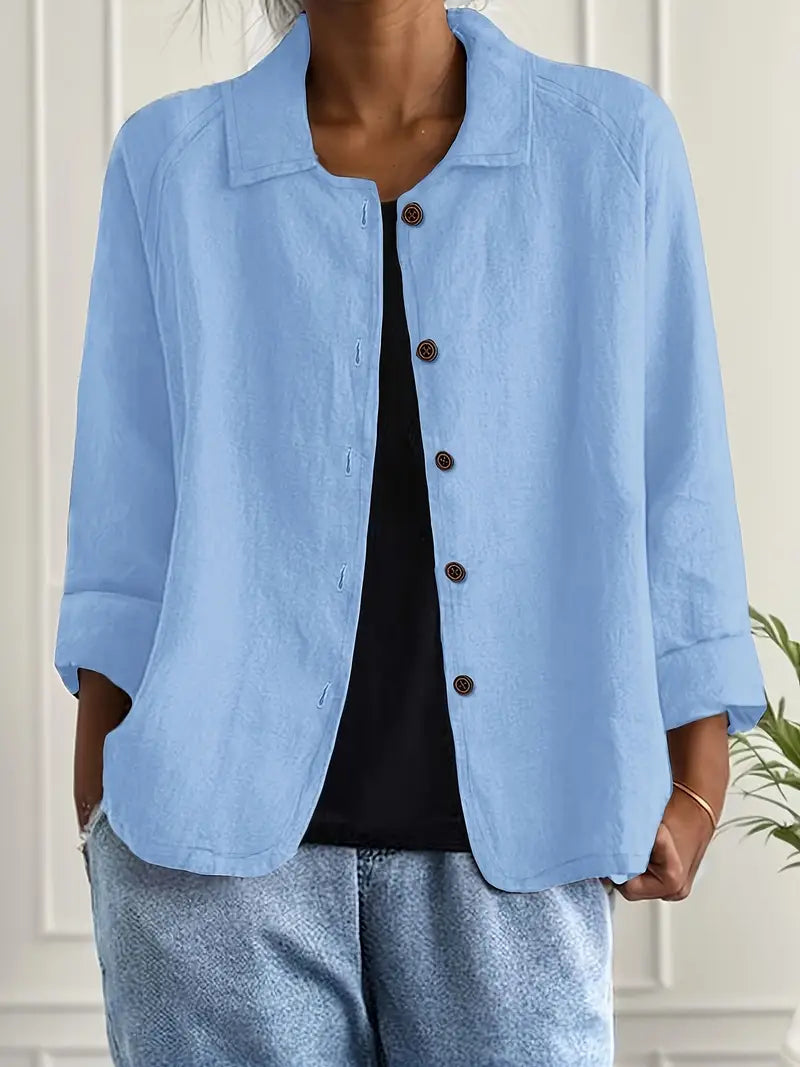 Women's Relaxed Button-Up Lightweight Everyday Jacket