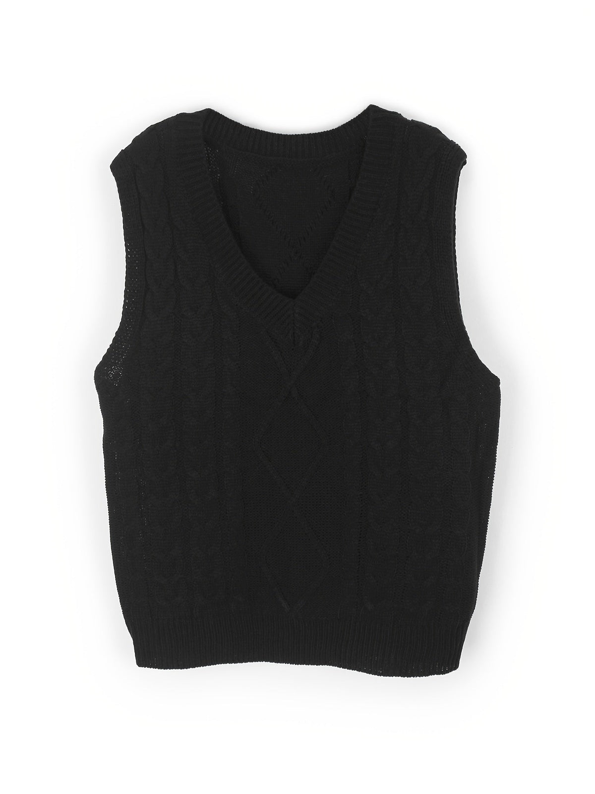 Women's V-Neck Cable Knit Sleeveless Sweater Vest