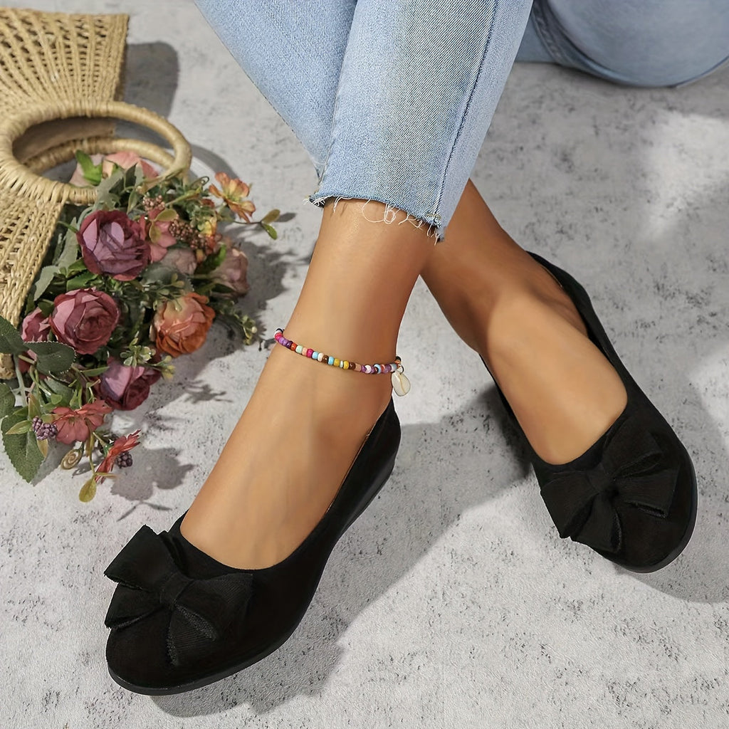 Women's Orthopedic Ballet Flats with Bow Detail