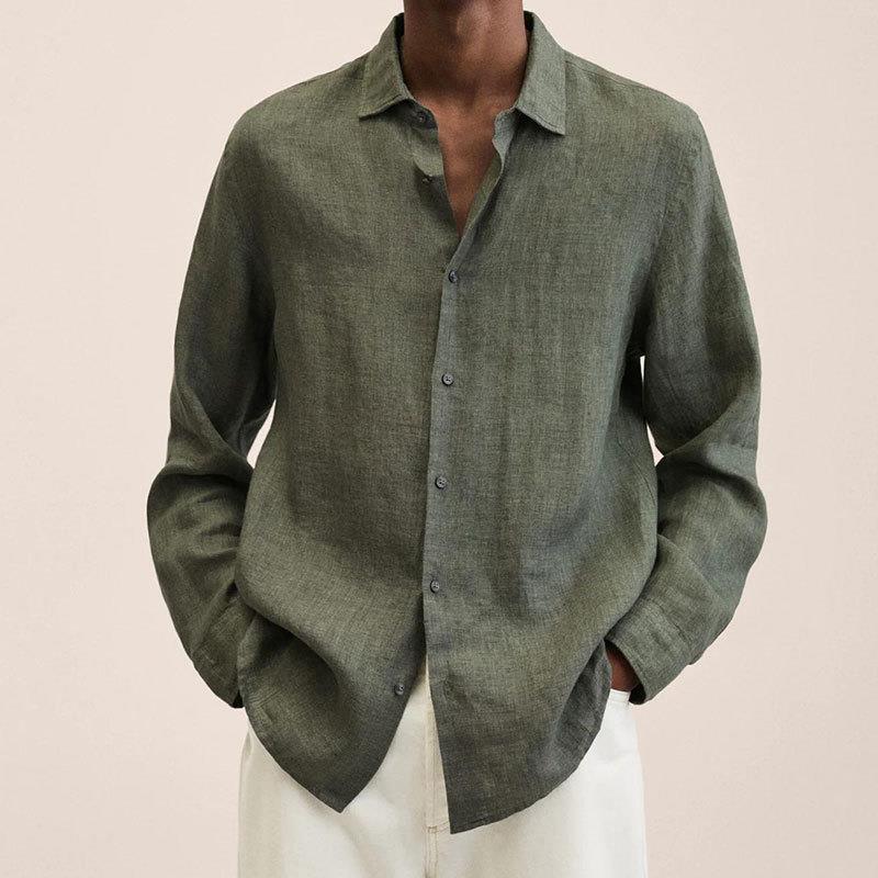 Men's Lightweight Button-Up Long Sleeve Summer Shirt