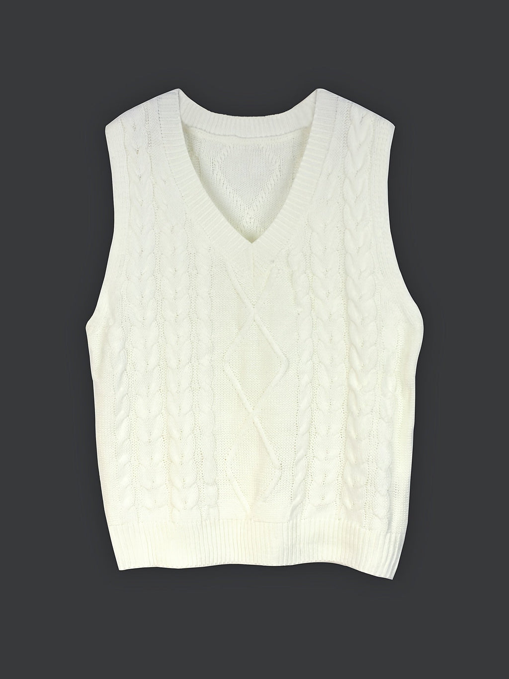 Women's V-Neck Cable Knit Sleeveless Sweater Vest