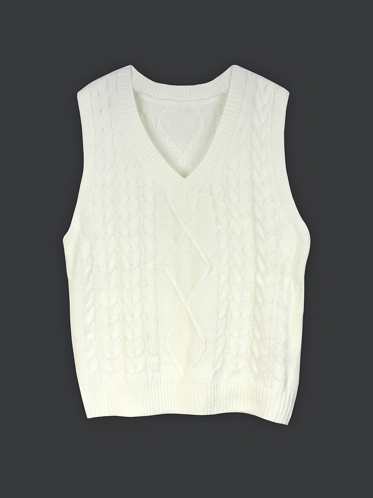Women's V-Neck Cable Knit Sleeveless Sweater Vest