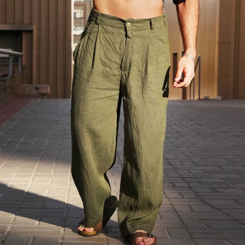 Men's Front-Pleated Wide-Leg Relaxed Casual Pants