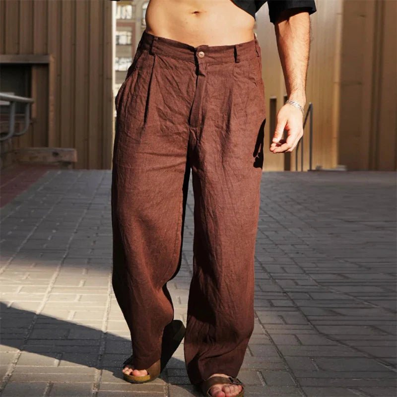 Men's Front-Pleated Wide-Leg Relaxed Casual Pants