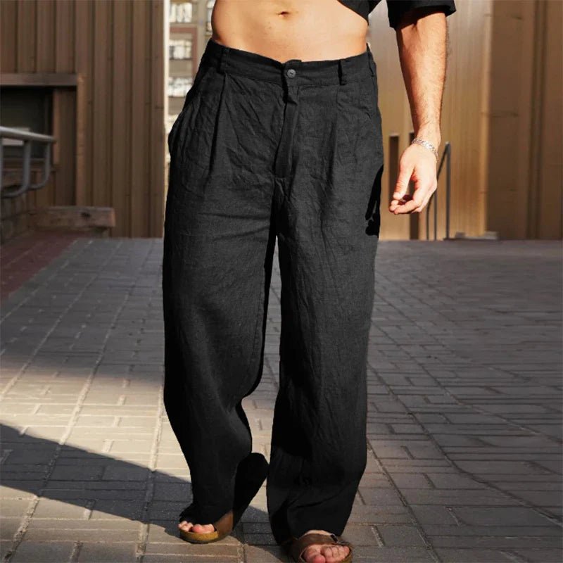 Men's Front-Pleated Wide-Leg Relaxed Casual Pants