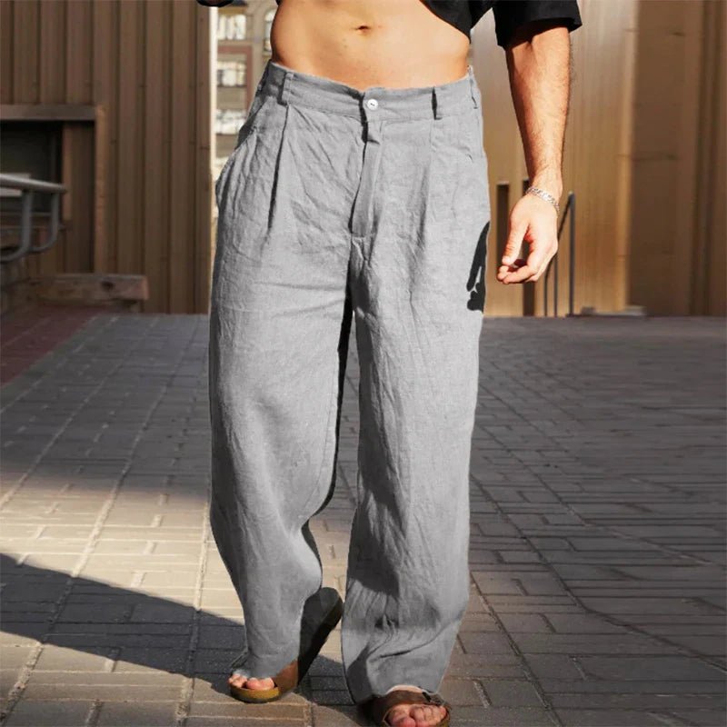 Men's Front-Pleated Wide-Leg Relaxed Casual Pants