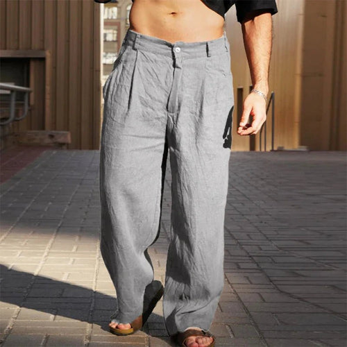Men's Front-Pleated Wide-Leg Relaxed Casual Pants