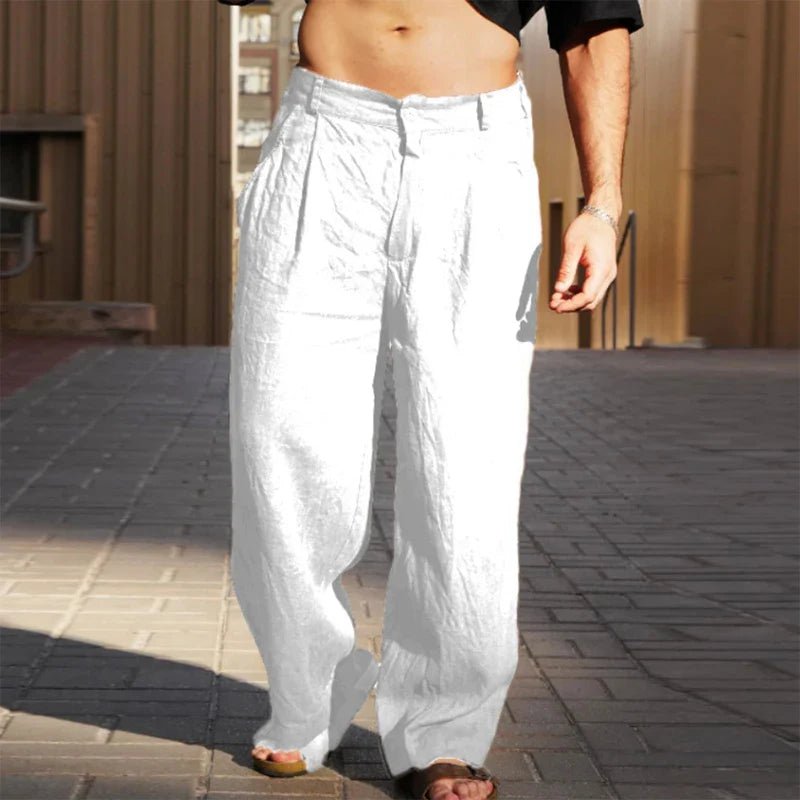 Men's Front-Pleated Wide-Leg Relaxed Casual Pants