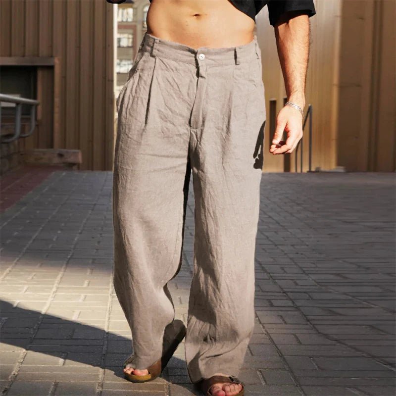 Men's Front-Pleated Wide-Leg Relaxed Casual Pants